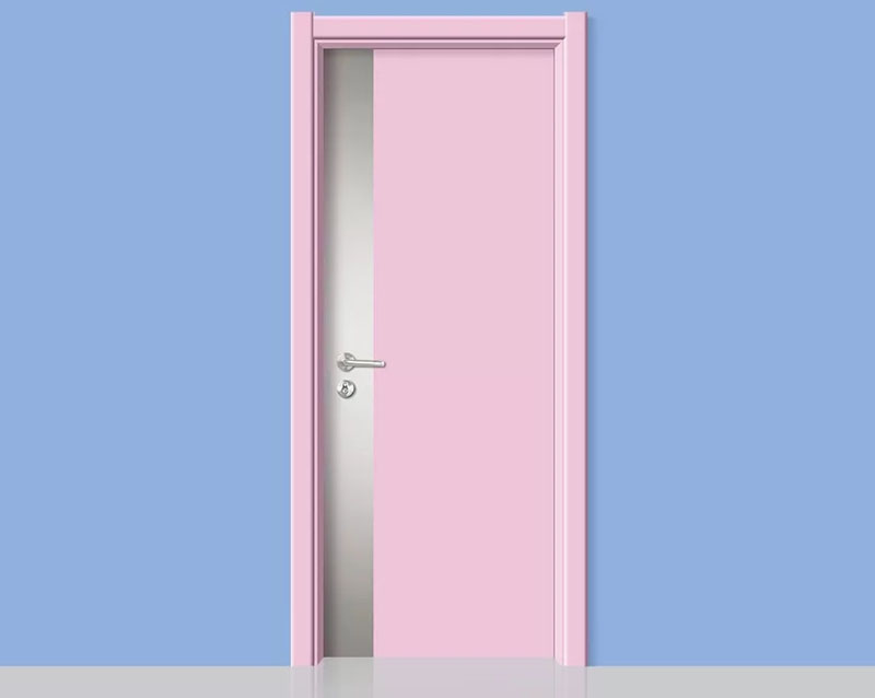 木質醫用門（不銹鋼防撞條）-粉紅色