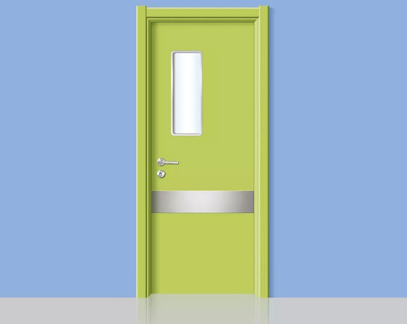 木質醫用門（不銹鋼防撞條）-果綠色